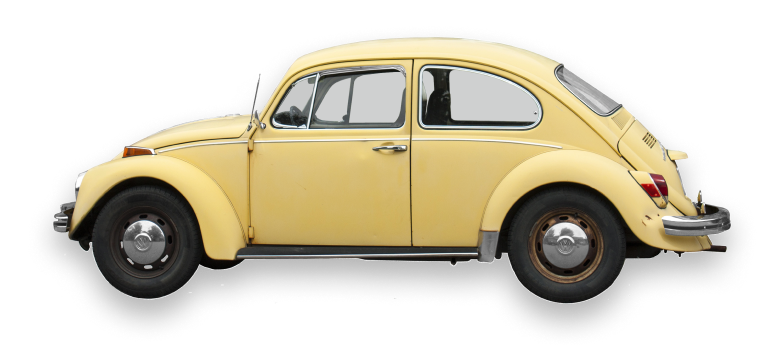 Bild eines gelben VW Käfers